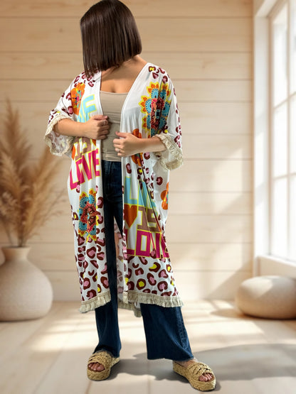 CHEYENNE - KIMONO OVERSIZE A MOTIF JUSQU'A LA TAILLE 54/56