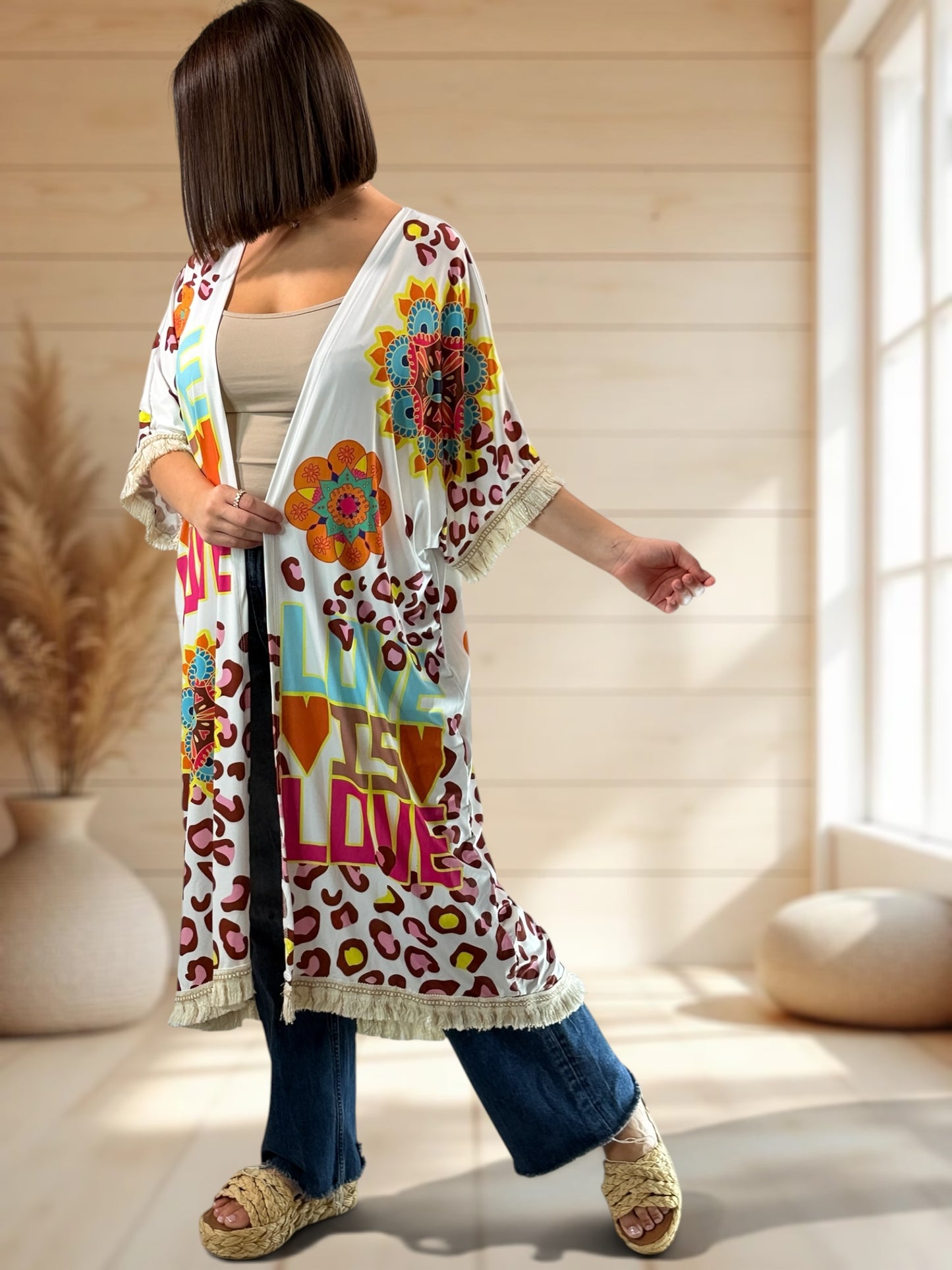 CHEYENNE - KIMONO OVERSIZE A MOTIF JUSQU'A LA TAILLE 54/56