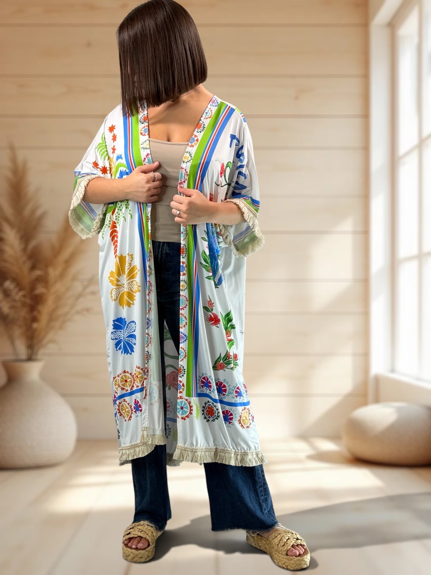 CHEYENNE - KIMONO OVERSIZE A MOTIF JUSQU'A LA TAILLE 54/56