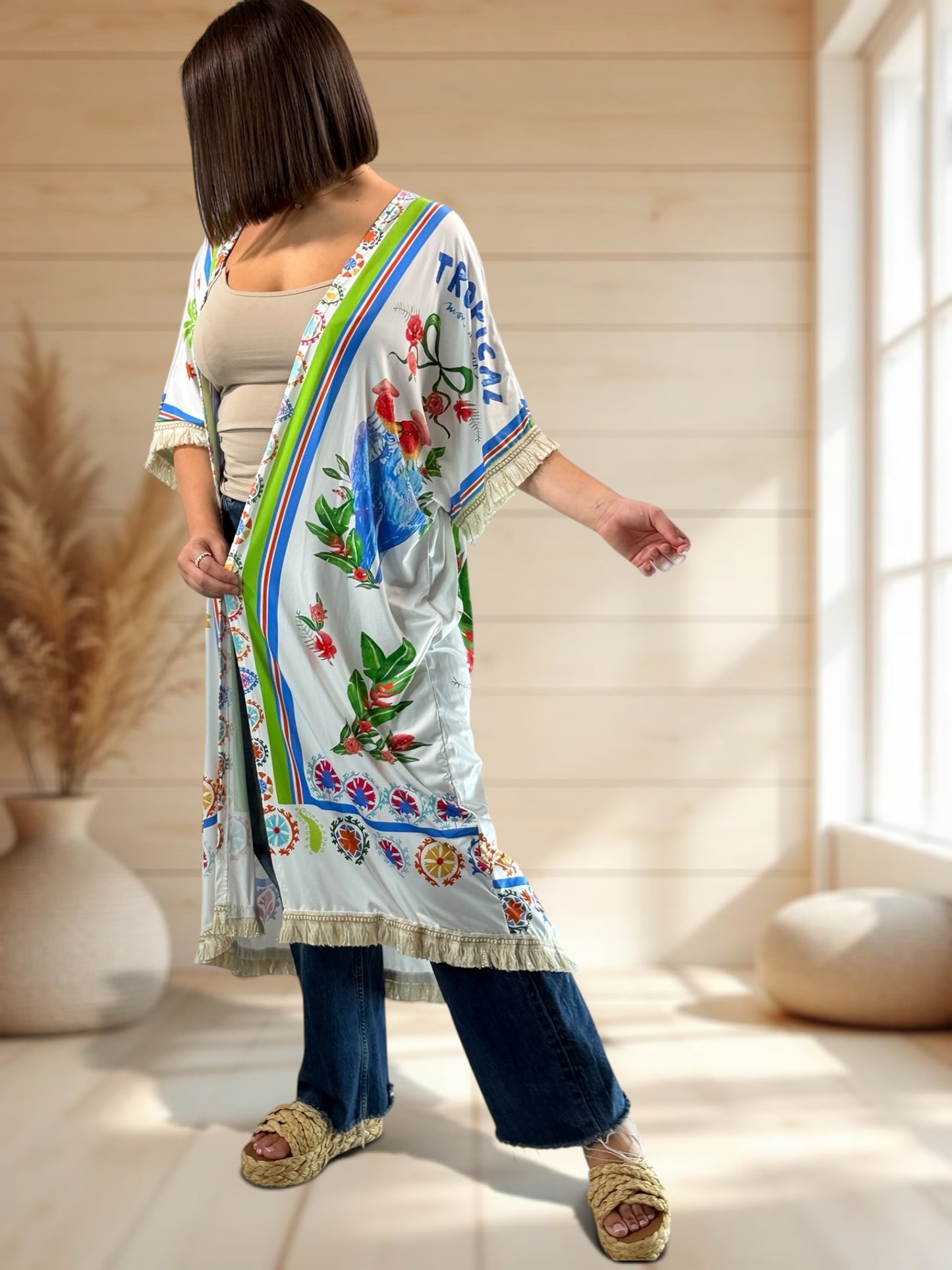 CHEYENNE - KIMONO OVERSIZE A MOTIF JUSQU'A LA TAILLE 54/56