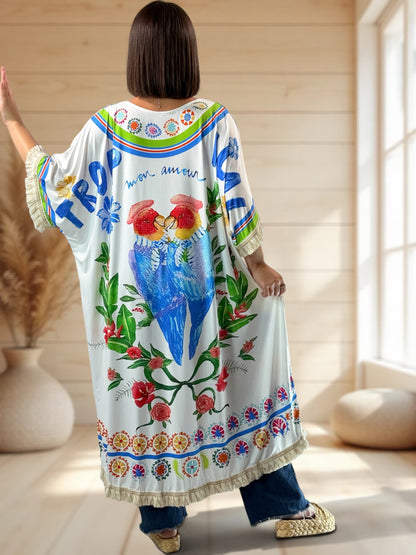 CHEYENNE - KIMONO OVERSIZE A MOTIF JUSQU'A LA TAILLE 54/56