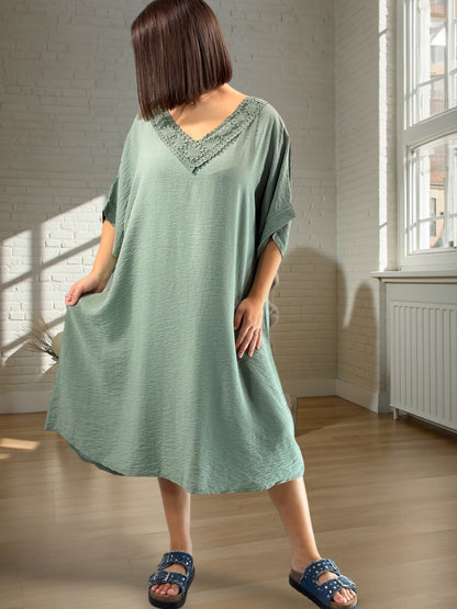 AURELIE - ROBE KAKI OVERSIZE JUSQU'A LA TAILLE 54