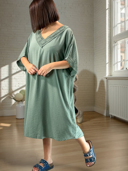 AURELIE - ROBE KAKI OVERSIZE JUSQU'A LA TAILLE 54