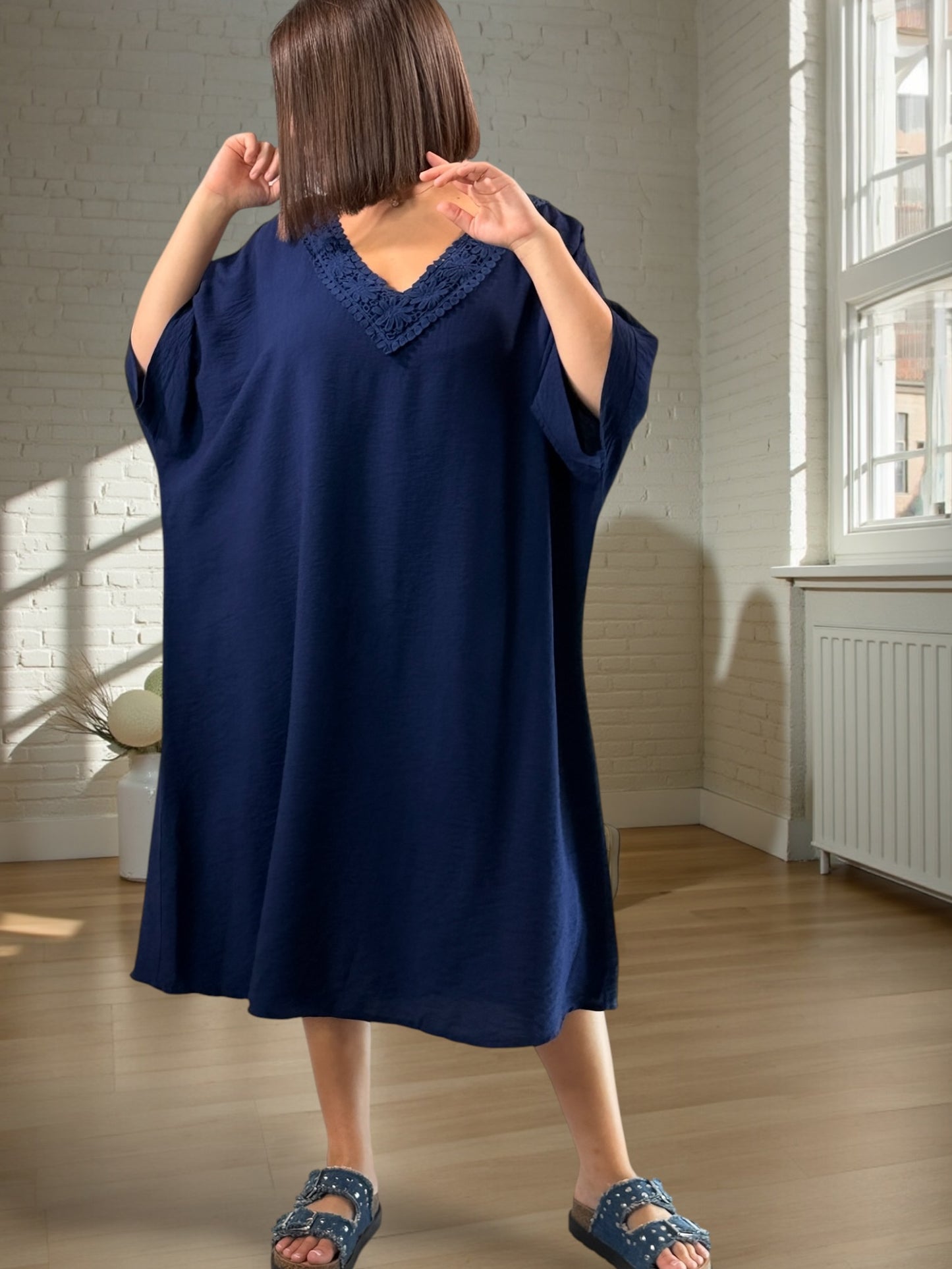 AURELIE - ROBE MARINE OVERSIZE JUSQU'A LA TAILLE 54