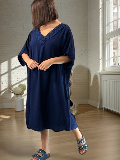 AURELIE - ROBE MARINE OVERSIZE JUSQU'A LA TAILLE 54