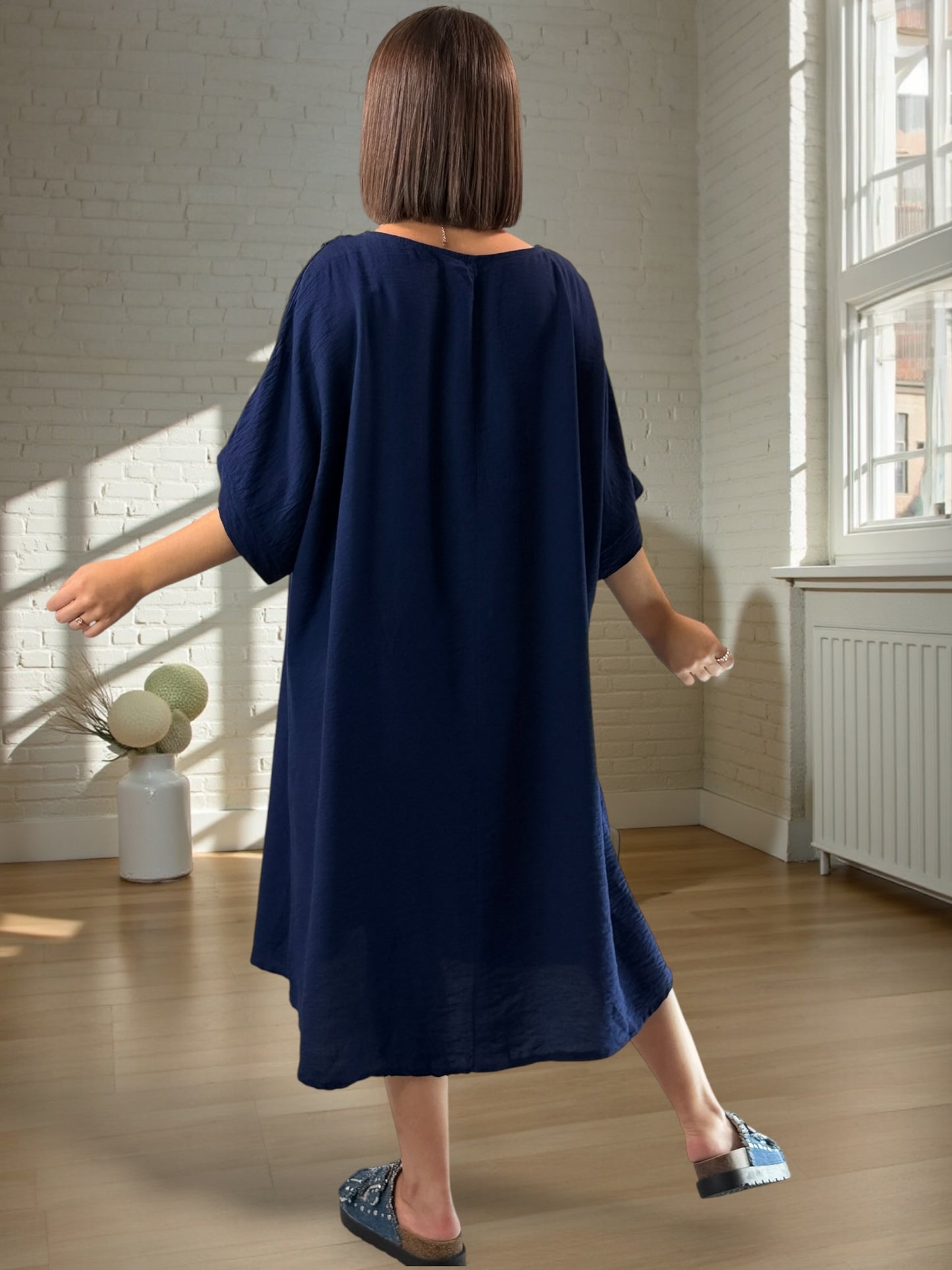 AURELIE - ROBE MARINE OVERSIZE JUSQU'A LA TAILLE 54