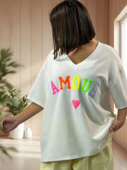 DANITO - SWEAT TEE-SHIRT OVERSIZE BLANC JUSQU'A LA TAILLE 52