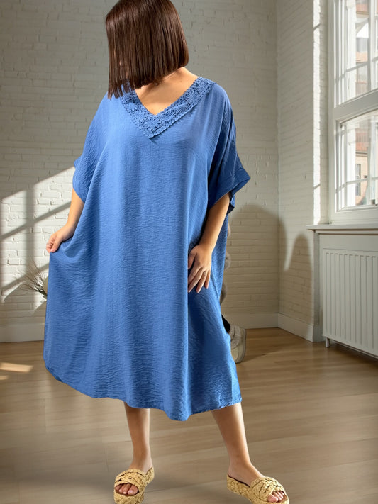 AURELIE - ROBE BLEUE OVERSIZE JUSQU'A LA TAILLE 54