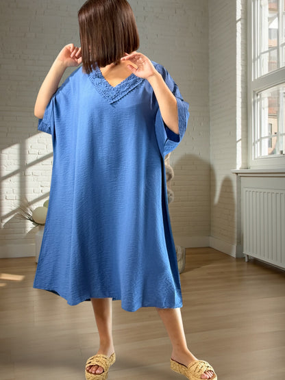 AURELIE - ROBE BLEUE OVERSIZE JUSQU'A LA TAILLE 54