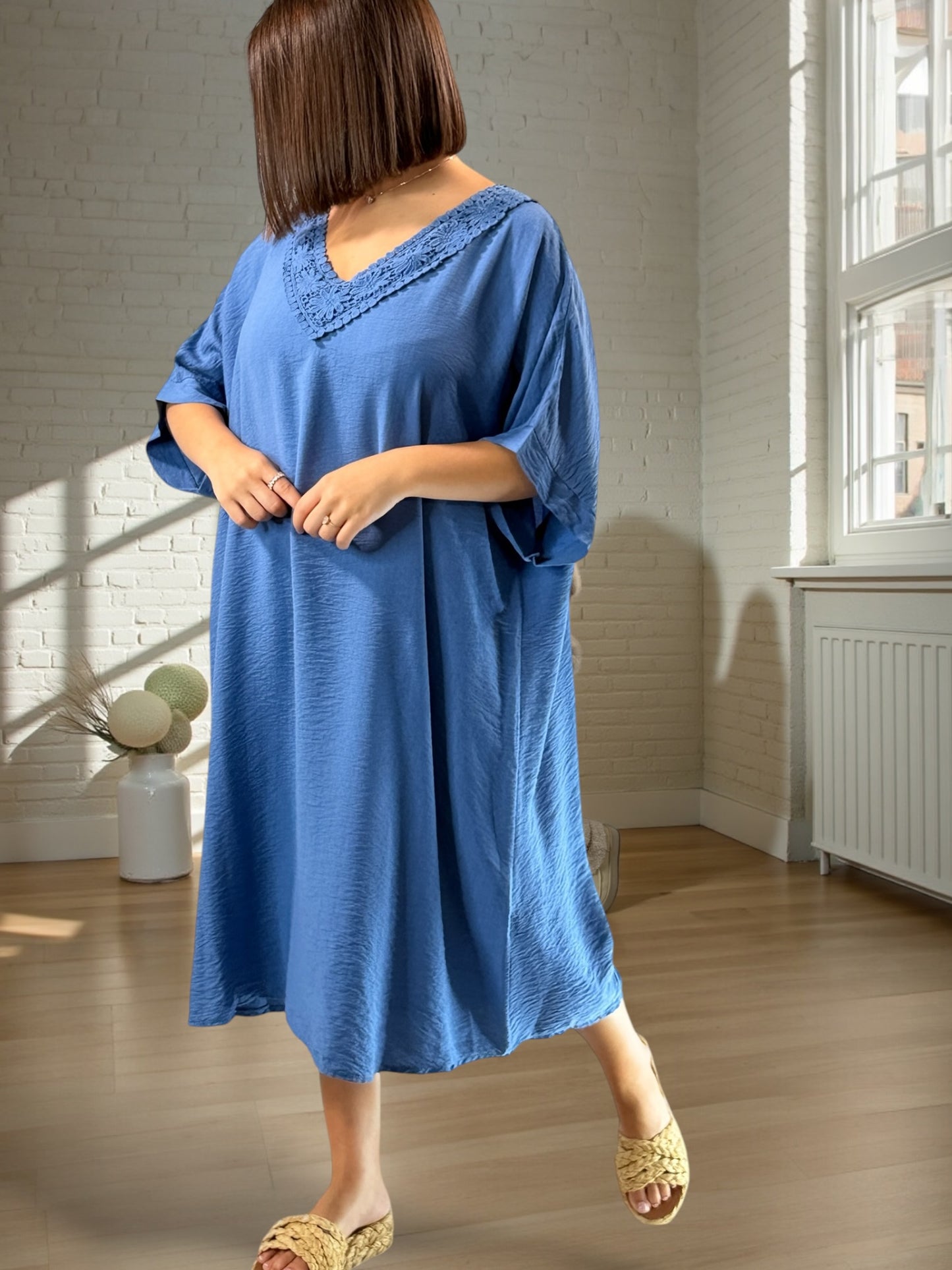 AURELIE - ROBE BLEUE OVERSIZE JUSQU'A LA TAILLE 54