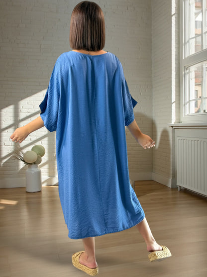 AURELIE - ROBE BLEUE OVERSIZE JUSQU'A LA TAILLE 54