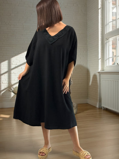 AURELIE - ROBE NOIRE OVERSIZE JUSQU'A LA TAILLE 54