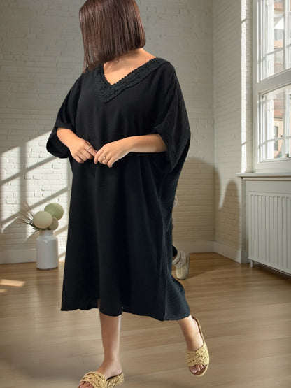 AURELIE - ROBE NOIRE OVERSIZE JUSQU'A LA TAILLE 54