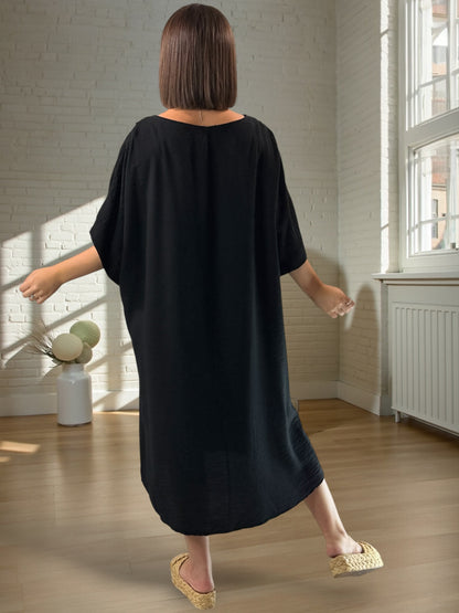 AURELIE - ROBE NOIRE OVERSIZE JUSQU'A LA TAILLE 54