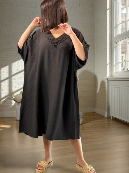 AURELIE - ROBE MARRON OVERSIZE JUSQU'A LA TAILLE 54