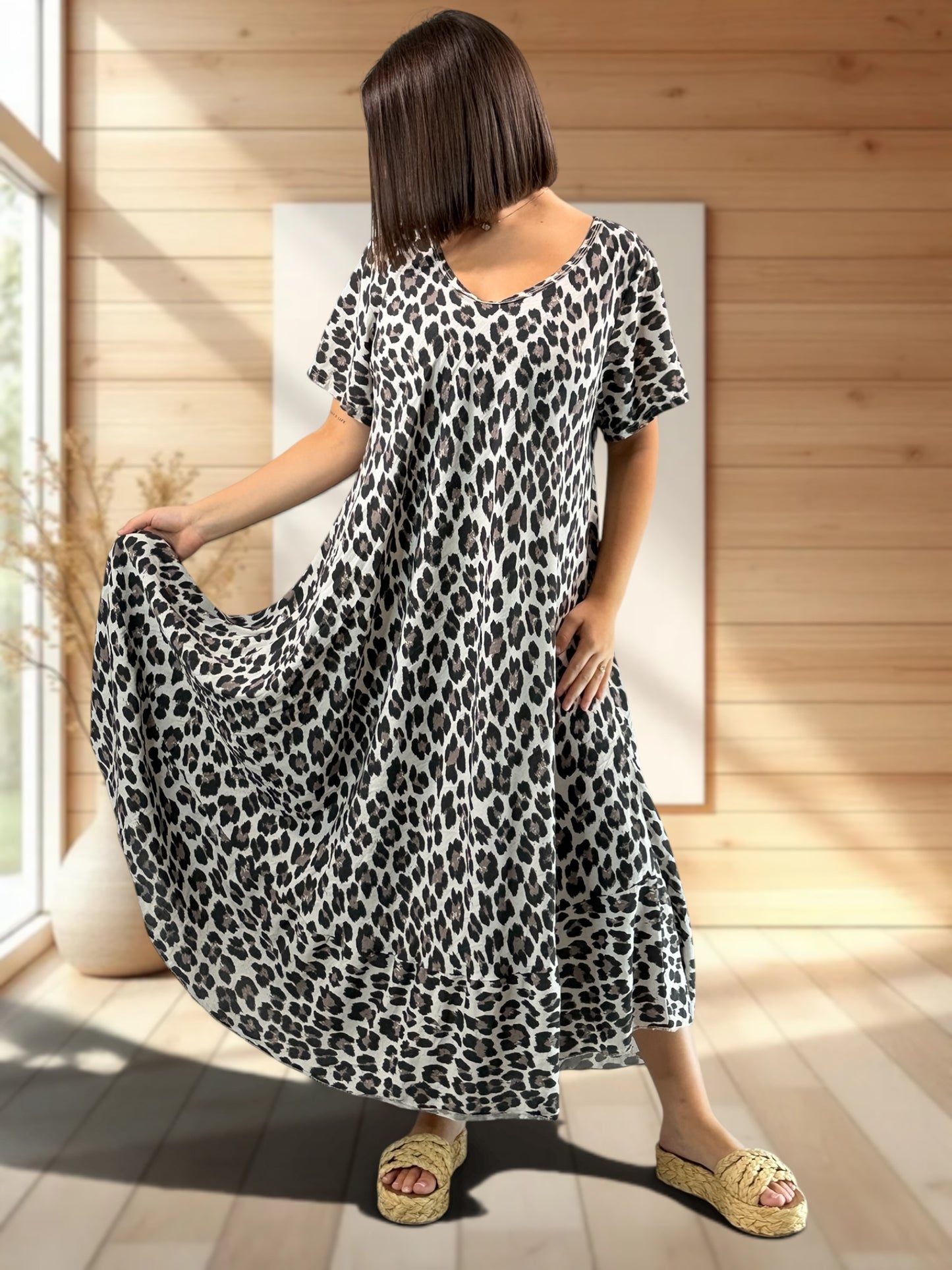 SAVANE - ROBE LONGUE LEOPARD JUSQU'A LA TAILLE 52