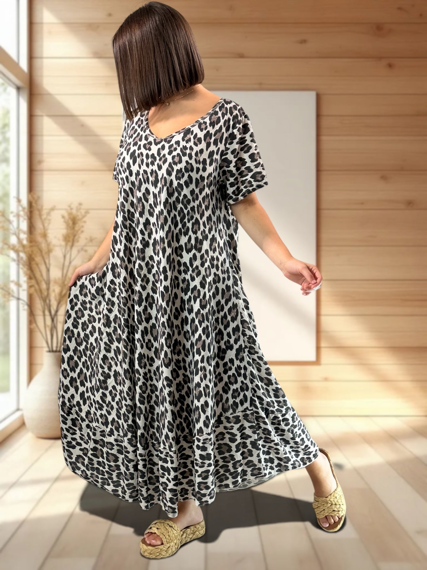 SAVANE - ROBE LONGUE LEOPARD JUSQU'A LA TAILLE 52