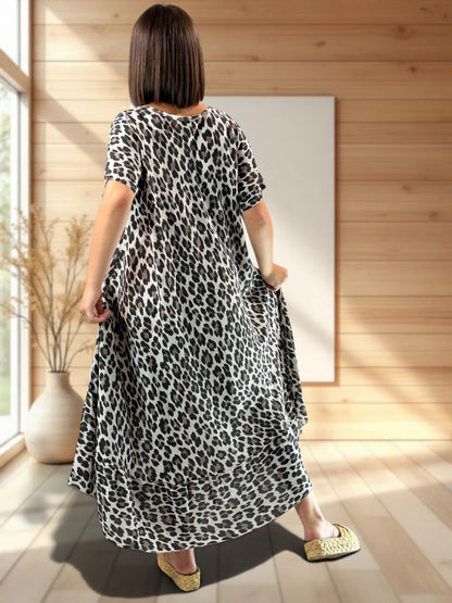 SAVANE - ROBE LONGUE LEOPARD JUSQU'A LA TAILLE 52