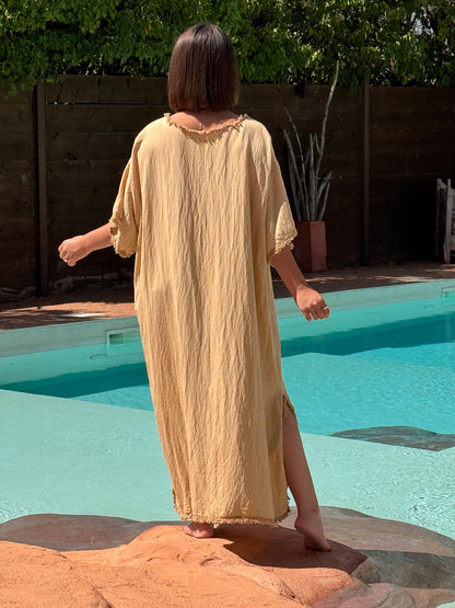 ABBY - ROBE OVERSIZE CAMEL 1 POCHE JUSQU'A LA TAILLE 54