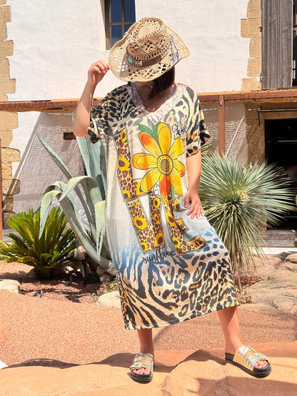 ROSANA - ROBE FLUIDE SCINTILLANTE OVERSIZE JUSQU'A LA TAILLE 50/52 REF12
