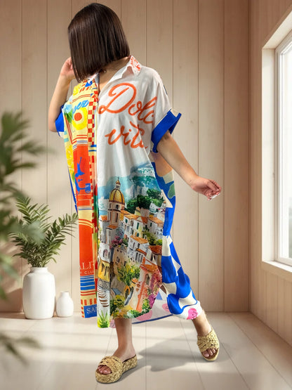 MIRANDA - ROBE A MOTIF JUSQU'A LA TAILLE 52