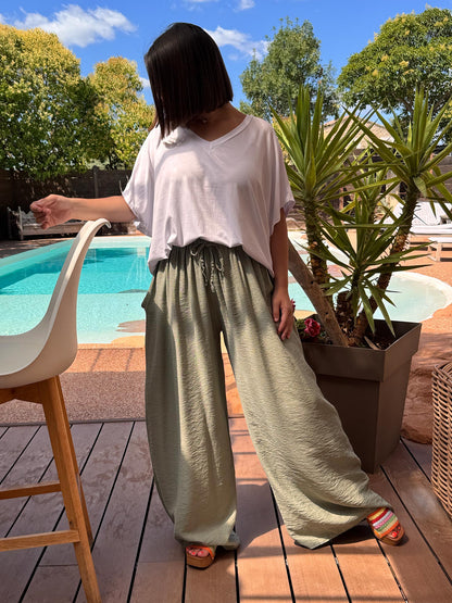 HUGO - PANTALON FLUIDE KAKI TAILLE 46/48 A 54