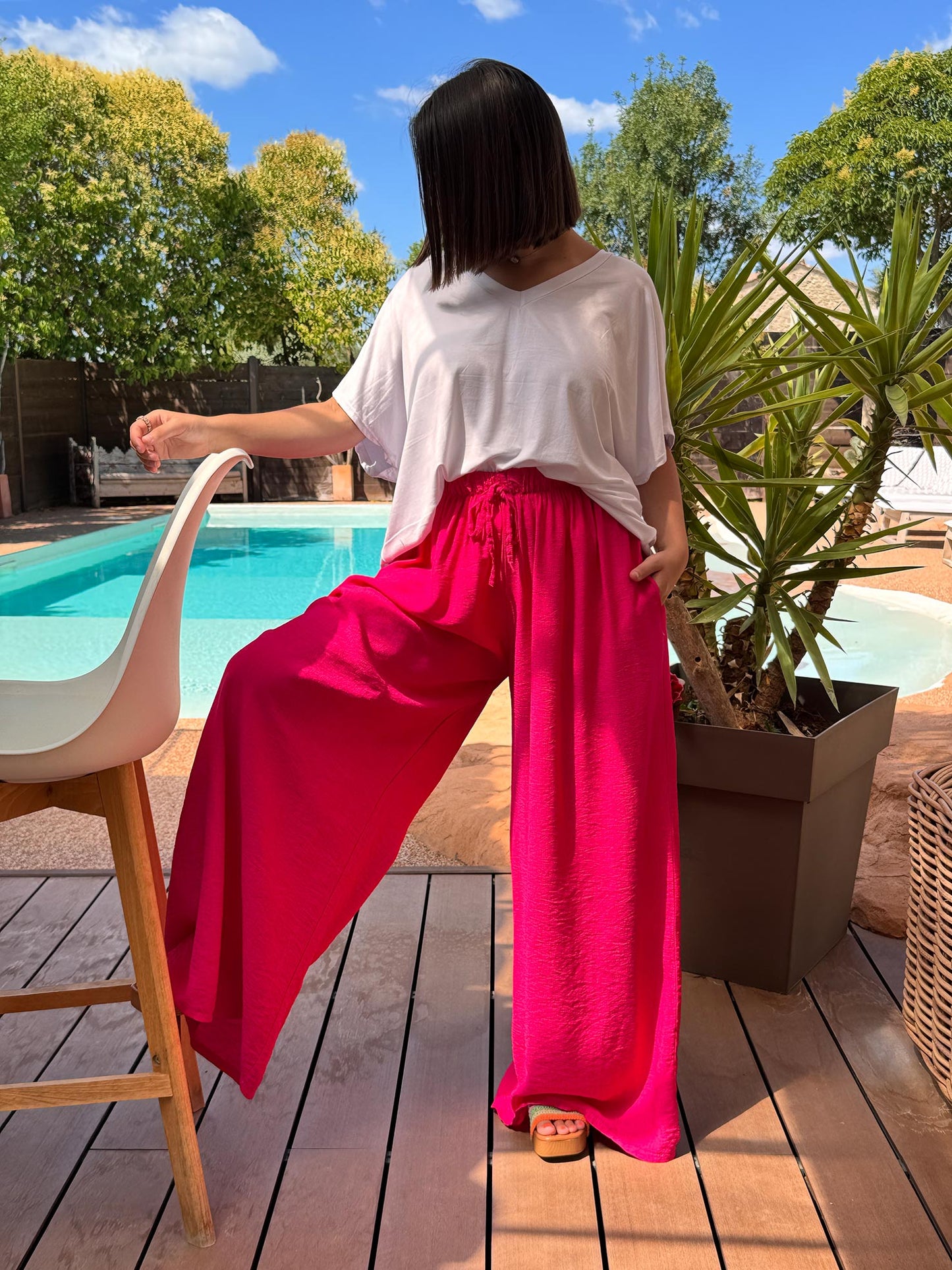 HUGO - PANTALON FLUIDE FUCHSIA TAILLE 46/48 A 54