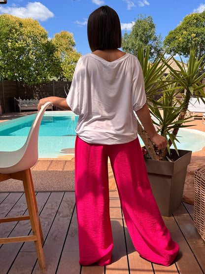 HUGO - PANTALON FLUIDE FUCHSIA TAILLE 46/48 A 54