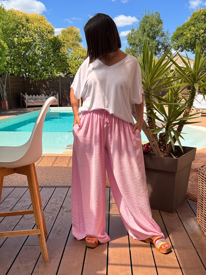 HUGO - PANTALON FLUIDE ROSE TAILLE 46/48 A 54