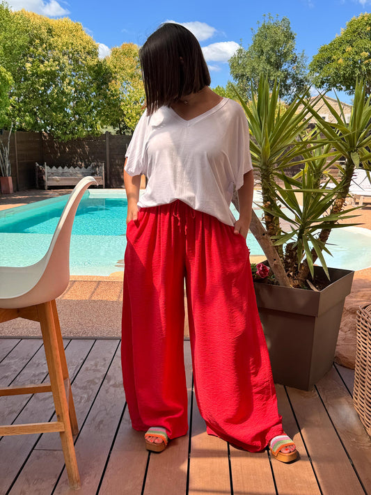 HUGO - PANTALON FLUIDE ROUGE TAILLE 46/48 A 54