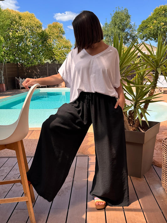HUGO - PANTALON FLUIDE NOIR TAILLE 46/48 A 54