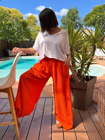 HUGO - PANTALON FLUIDE ORANGE TAILLE 46/48 A 54