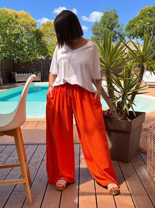 HUGO - PANTALON FLUIDE ORANGE TAILLE 46/48 A 54