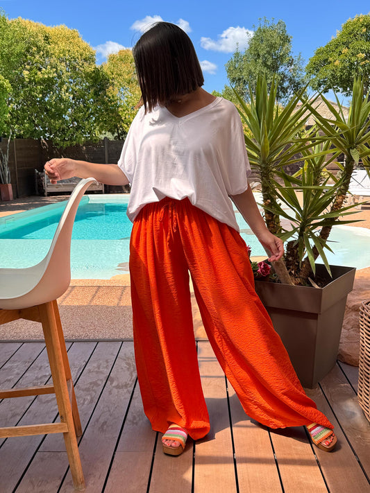 HUGO - PANTALON FLUIDE ORANGE TAILLE 46/48 A 54