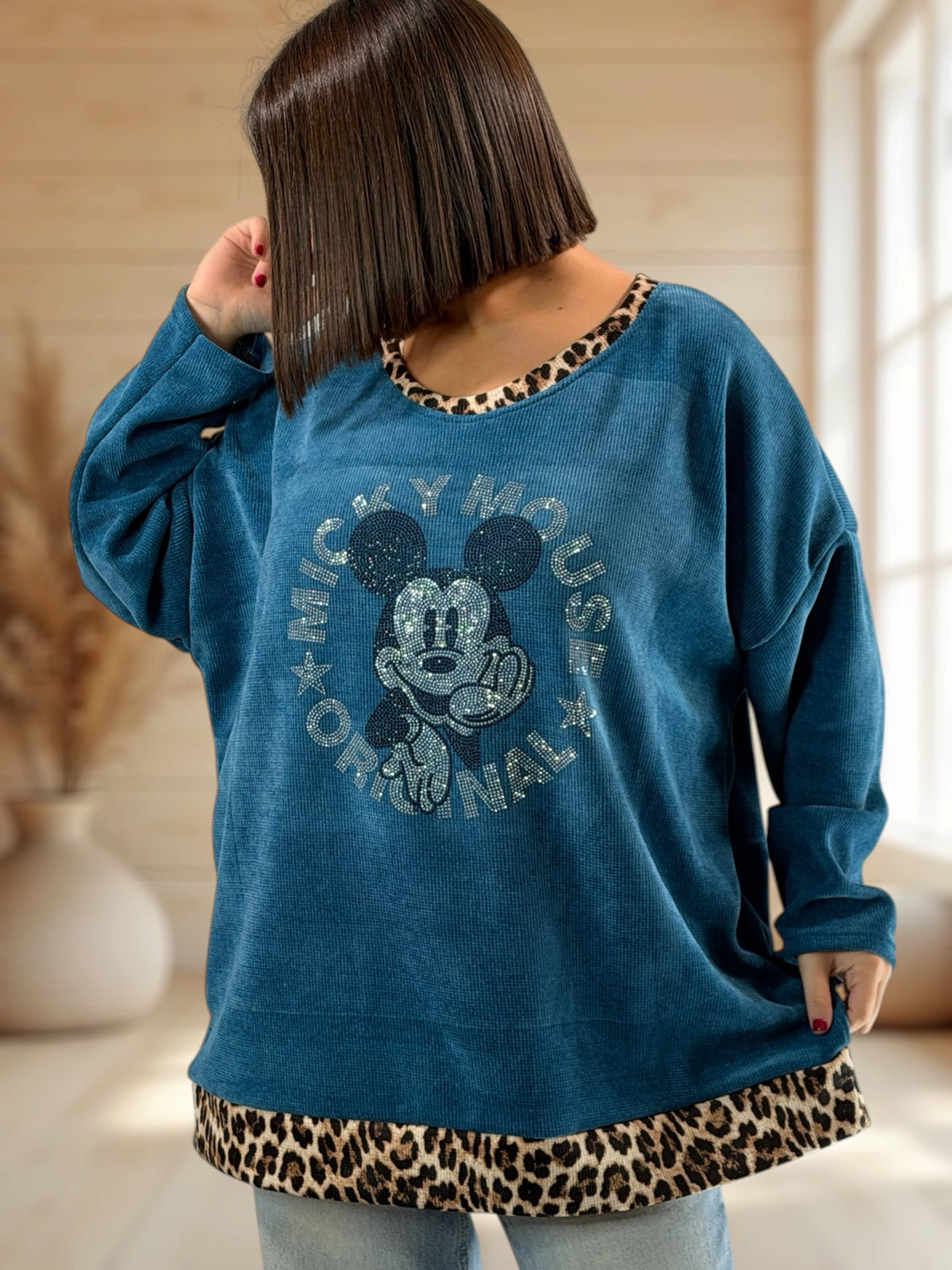 LUCKY - TUNIQUE OVERSIZE BLEUE AVEC MICKEY JUSQU'A LA TAILLE 54