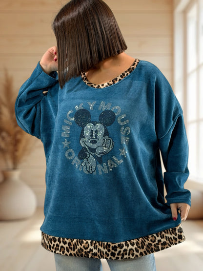 LUCKY - TUNIQUE OVERSIZE BLEUE AVEC MICKEY JUSQU'A LA TAILLE 54