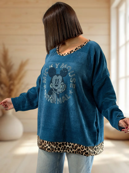 LUCKY - TUNIQUE OVERSIZE BLEUE AVEC MICKEY JUSQU'A LA TAILLE 54