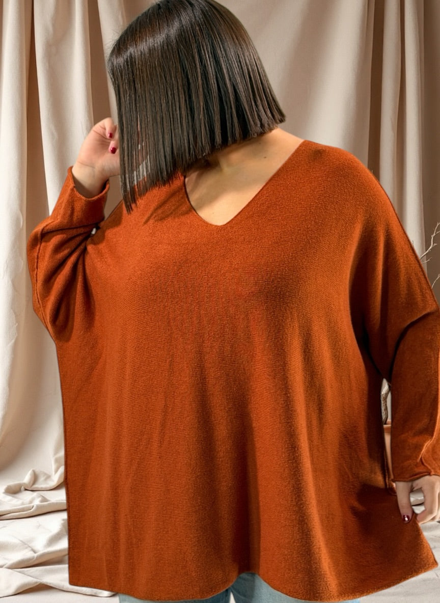 PAOLA - PULL OVERSIZE ROUX JUSQU'A LA TAILLE 54/56