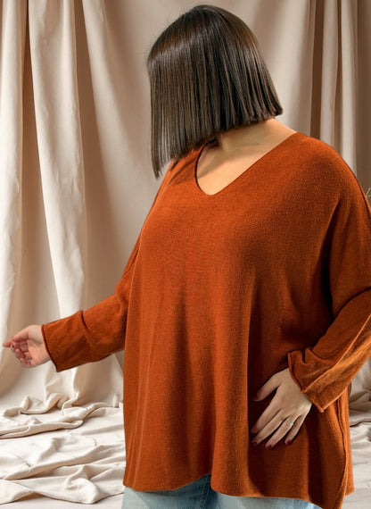 PAOLA - PULL OVERSIZE ROUX JUSQU'A LA TAILLE 54/56