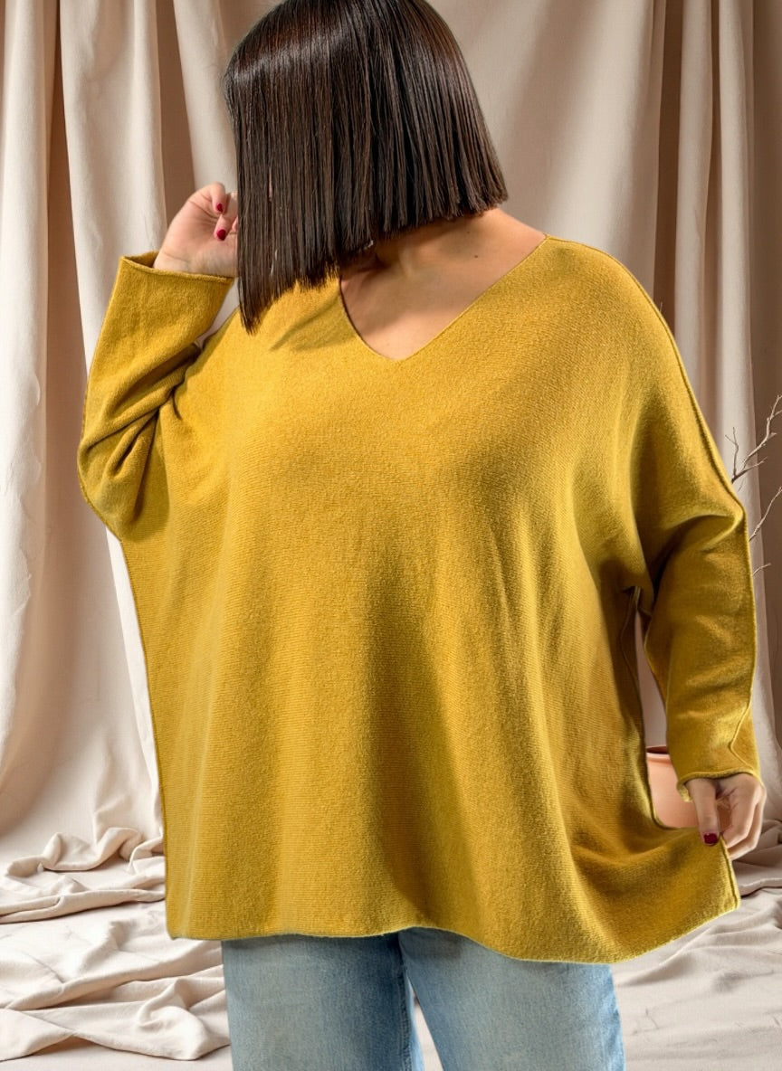 PAOLA - PULL OVERSIZE CURRY JUSQU'A LA TAILLE 54/56