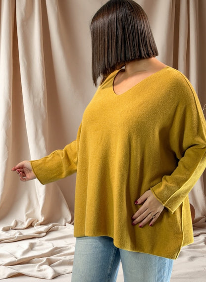 PAOLA - PULL OVERSIZE CURRY JUSQU'A LA TAILLE 54/56