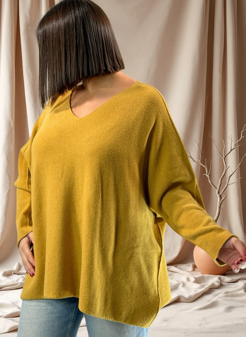 PAOLA - PULL OVERSIZE CURRY JUSQU'A LA TAILLE 54/56