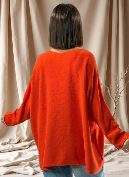 PAOLA - PULL OVERSIZE ORANGE JUSQU'A LA TAILLE 54/56