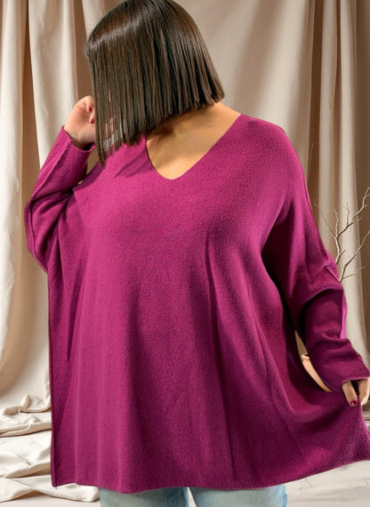 PAOLA - PULL OVERSIZE CYCLAMEN JUSQU'A LA TAILLE 54/56