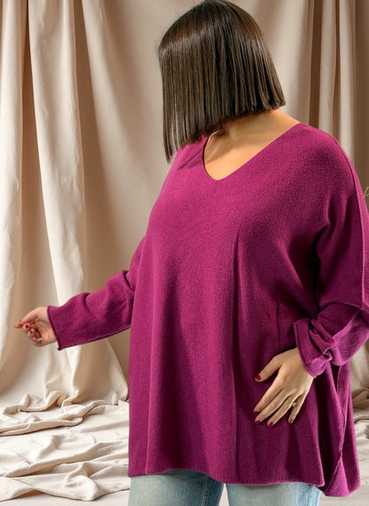 PAOLA - PULL OVERSIZE CYCLAMEN JUSQU'A LA TAILLE 54/56