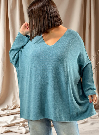 PAOLA - PULL OVERSIZE LAGON JUSQU'A LA TAILLE 54/56