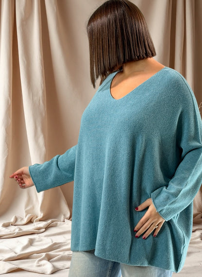 PAOLA - PULL OVERSIZE LAGON JUSQU'A LA TAILLE 54/56