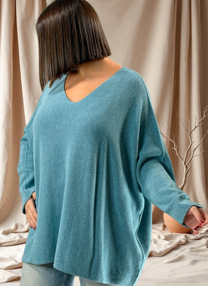PAOLA - PULL OVERSIZE LAGON JUSQU'A LA TAILLE 54/56