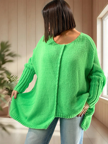 VICTORINE - PULL OVERSIZE VERT JUSQU'A LA TAILLE 54