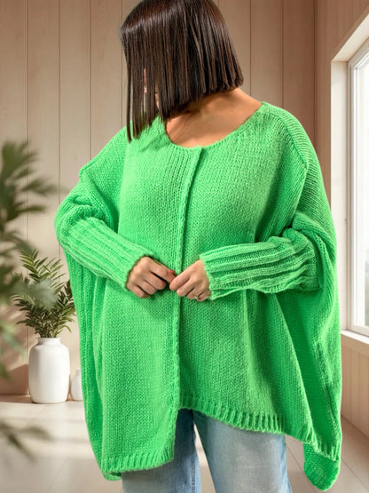 VICTORINE - PULL OVERSIZE VERT JUSQU'A LA TAILLE 54